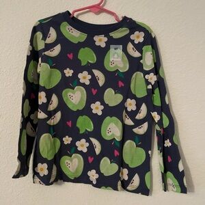 Old Navy Kids Apple Print Long Sleeve Tee - Green and Blue size 5T-NWT
